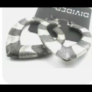 Large Silver & Black Earrings